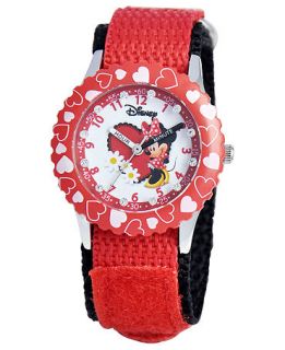 Disney Watch, Kids Glitz Minnie Mouse Time Teacher Red Velcro Strap