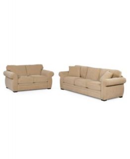 Devon Fabric Living Room Furniture, 2 Piece Set (Sofa and Loveseat