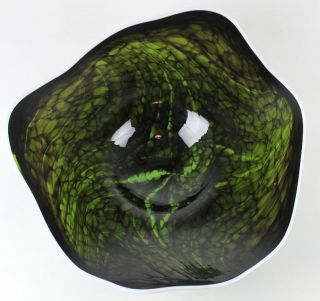 Holdman Studios Hand Blown Art Glass Platter in Green and Black 2664