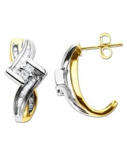 14k Two Tone Gold Diamond Twist Earrings (3/8 ct. t.w.)