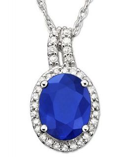 14k White Gold Pendant, Sapphire (1 1/2 ct. t.w.) & Diamond (9/10 ct