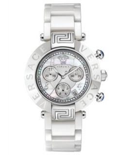 Versace Watch, Womens Swiss Chronograph Reve White Ceramic Bracelet