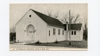 Long Lake IL Illinois Postcard Greeting Lutheran Church YJ9980