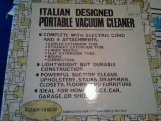 Vintage Italian Designed Portable Vacuum Cleaner