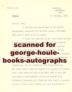 Winston Churchill Letter MGM My Early Life