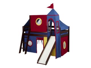 Castello Low Loft Castle Bed Curtain Slide Top Tent and Tower Red and