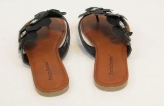 New Pierre Dumas Womens Black Flower Design Lorna 1 Sandals