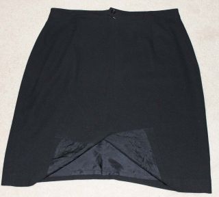 Louben Woman Darkest Black Straight Pencil Knee Length Elegant Skirt