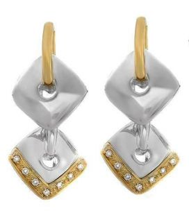 Brand New Modern Lorenzo Sterling Silver 18k Yellow Earrings with