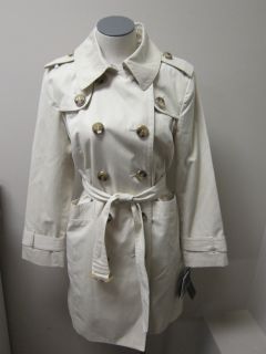 London Fog Petite Double Breasted Trench Coat Twine