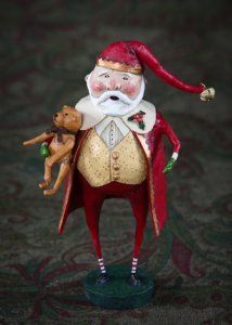 Lori Mitchell Christmas Cheer Santa Claus Holding Teddy Bear Figurine