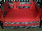 New Black White Polka Dot Stripe Red Crib Bedding Set