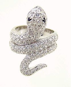 New 1 0 Ct Absolute CZ Snake 14k w Gold GE Ring 6