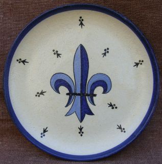 Vintage Keraluc Quimper France Stoneware Fleur de Lis Hand Ermine