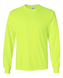 Gildan 2400 Long Sleeve Safety T Shirt ANSI Compliant High Vis Sizes s