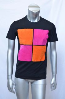 Great Yves Saint Laurent mens t shirt in black with orange and pink