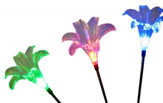 lily flower solar powdered garden yard stake light have sedimen stem