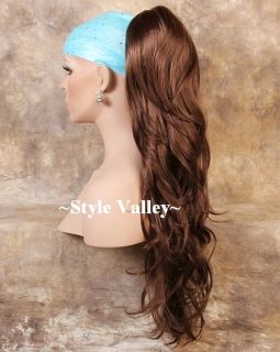 Long Wavy Clip in Auburn Ponytail Extension Hair Piece Gorgeous Layers