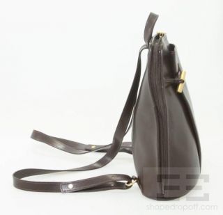 Longchamp Brown Leather Side Zip Backpack Bag