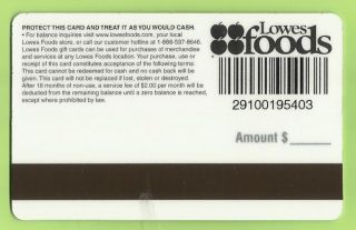 LOWES FOODS Grocery Collectible Gift Card   Flakes   No Value   Buy 6