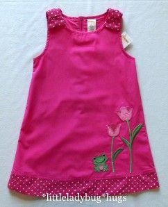 NWT Gymboree BRIGHT TULIP Pink Frog Flower Dress 12 18 18 24 2T 3T 4T