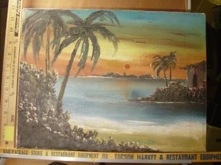 Antonio Lopez Beach Island Scene Oil Painting