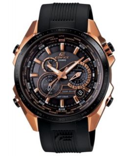 Casio Watch, Mens Chronograph Edifice Black Resin Strap 50x46mm