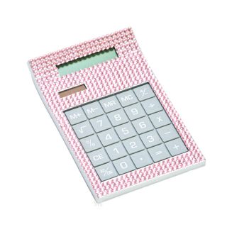 Crystal Rhinestone Pink Solar Powered Calculator Desk Office Supplies