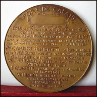 1889 RARE Art Medal Port of Calais by Louis Bottée