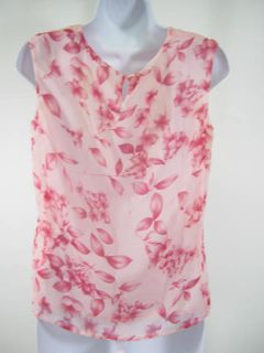 Louis Feraud Pink Floral Silk Tank Top Shirt Size 6