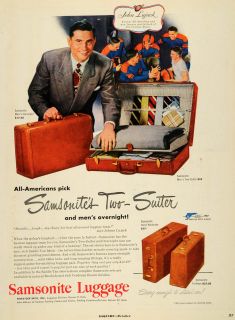 1949 Ad Samsonite Two Suiter John Lujack Chicago Bears   ORIGINAL