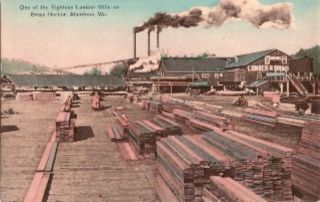 1912 Hand Colored 18 Lumber Mills Aberdeen WA Postcard