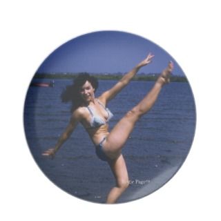 Bettie Page Kicking Her Legs Up High Vintage Pinup Dinner Plates