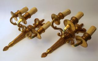 Stunning French Antique Gilt Bronze Sconces Wall Lights 1900C