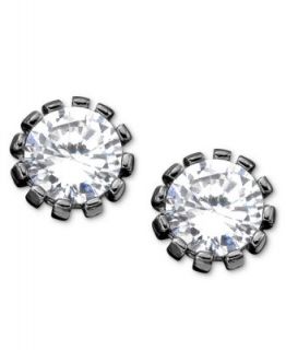 Betsey Johnson Earrings, Silver tone Square Crystal Stud Earrings