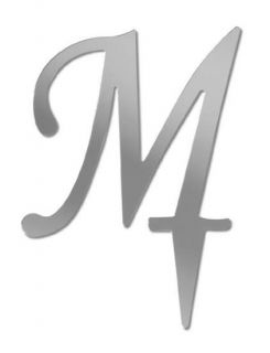 Mirror Monogram Letter M for Wedding Cake Topper
