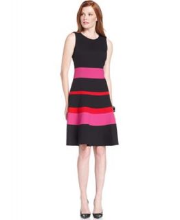 Anne Klein Dress, Sleeveless Colorblocked Stripe A line