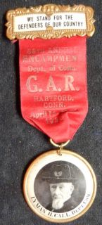 Civil War Gar 68th State Encampment Badge Connecticut 1935 