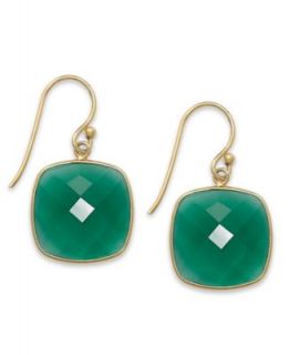 14k Gold Earrings, Dyed Green Corundum Sapphire (65 ct. t.w.) and
