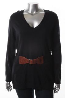 Michael Kors New Navy V Neck Long Sleeve Belted Tunic Sweater Top M