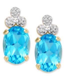 10k Gold Blue Topaz Earrings   Earrings   Jewelry & Watches
