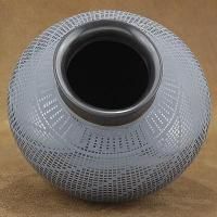 Mata Ortiz Polychrome Etched Black Dazzler Pottery Vase