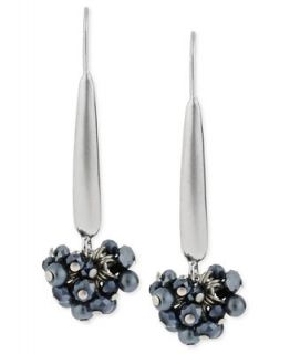 Kenneth Cole New York Earrings, Silver Tone Navy Glass Bead Drop