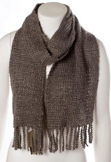 Echo Gray Knitted Chenille Scarf Wrap Fringe  $35