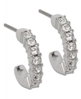 Swarovski Earrings, Rhodium Plated Crystal Hoop Earrings   Fashion
