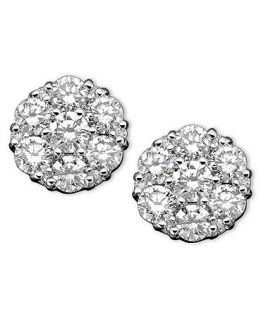 Diamond Earrings, 14k White Gold Diamond Cluster (2 ct. t.w