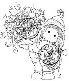 Magnolia Tilda with A Big Bouquet Rubber Stamp A Christmas Story 2012