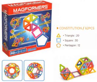 Magformers 62 Pcs Magnet Standard Magnetic Construction Set 63070 New