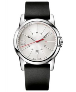 ck Calvin Klein Watch, Mens Swiss Post Minimal Black Leather Strap