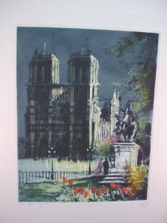 Lithographs HAND ACCENTED Artist Signed GREY France PARIS Notre Dame